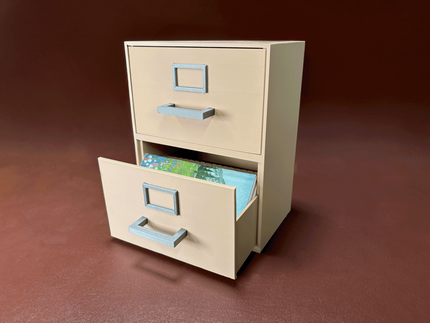 Mini 3D-Printed Filing Cabinet Organizer for Small Notebooks, Index Cards & Desk Supplies and more
