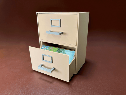 Mini 3D-Printed Filing Cabinet Organizer for Small Notebooks, Index Cards & Desk Supplies and more