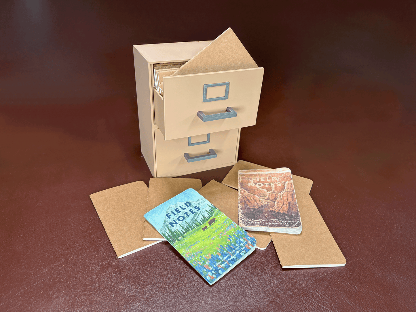 Mini 3D-Printed Filing Cabinet Organizer for Small Notebooks, Index Cards & Desk Supplies and more