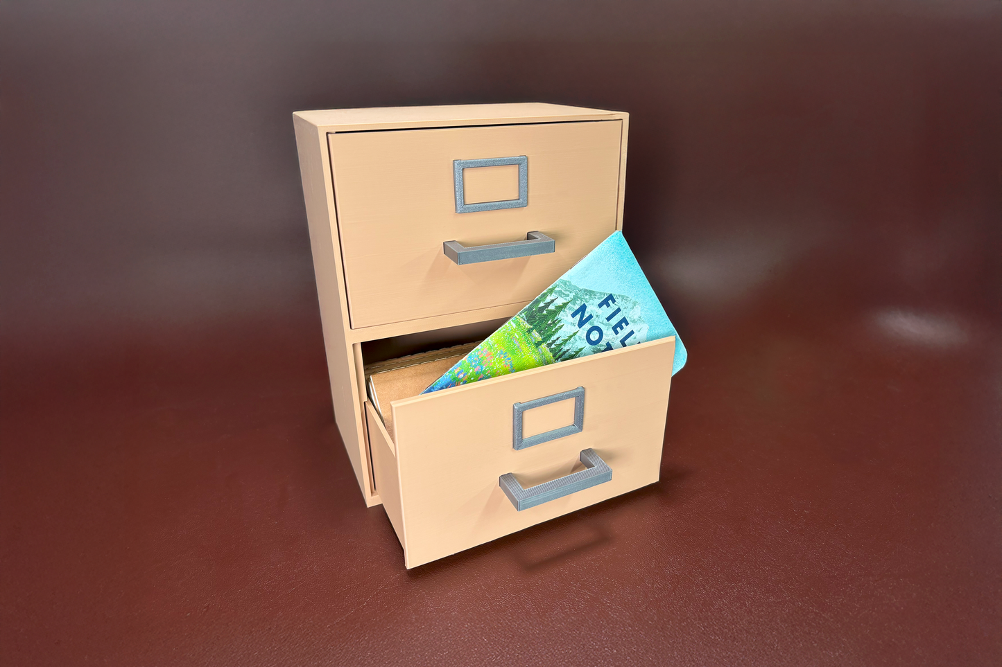 Mini 3D-Printed Filing Cabinet Organizer for Small Notebooks, Index Cards & Desk Supplies and more