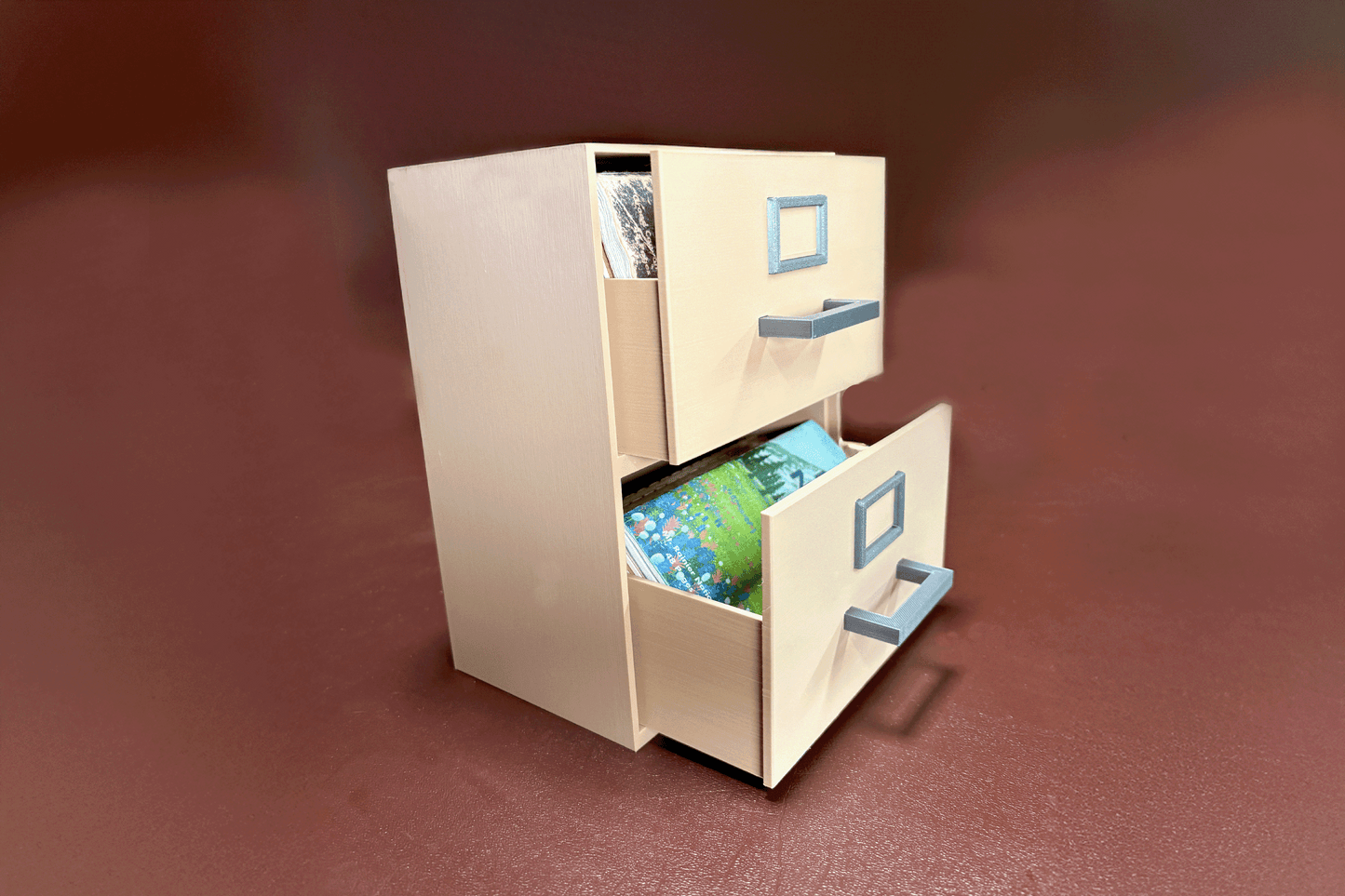 Mini 3D-Printed Filing Cabinet Organizer for Small Notebooks, Index Cards & Desk Supplies and more