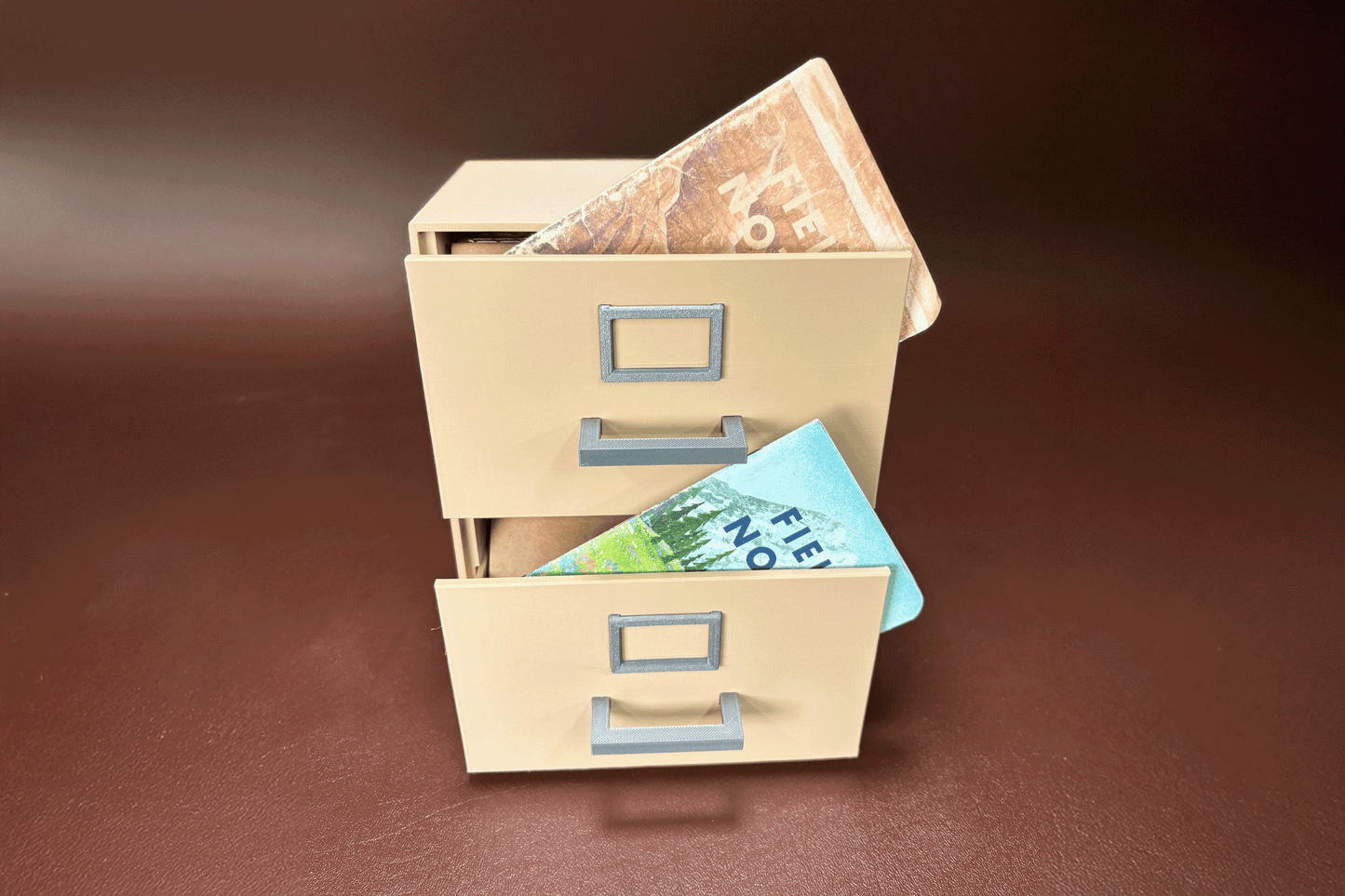 Mini 3D-Printed Filing Cabinet Organizer for Small Notebooks, Index Cards & Desk Supplies and more