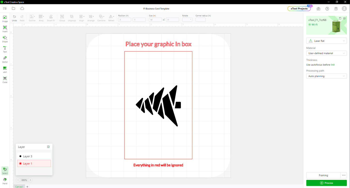 Metal Business Card Engraving Jig for xTool F1 (Single-Card Holder + XCS Template)