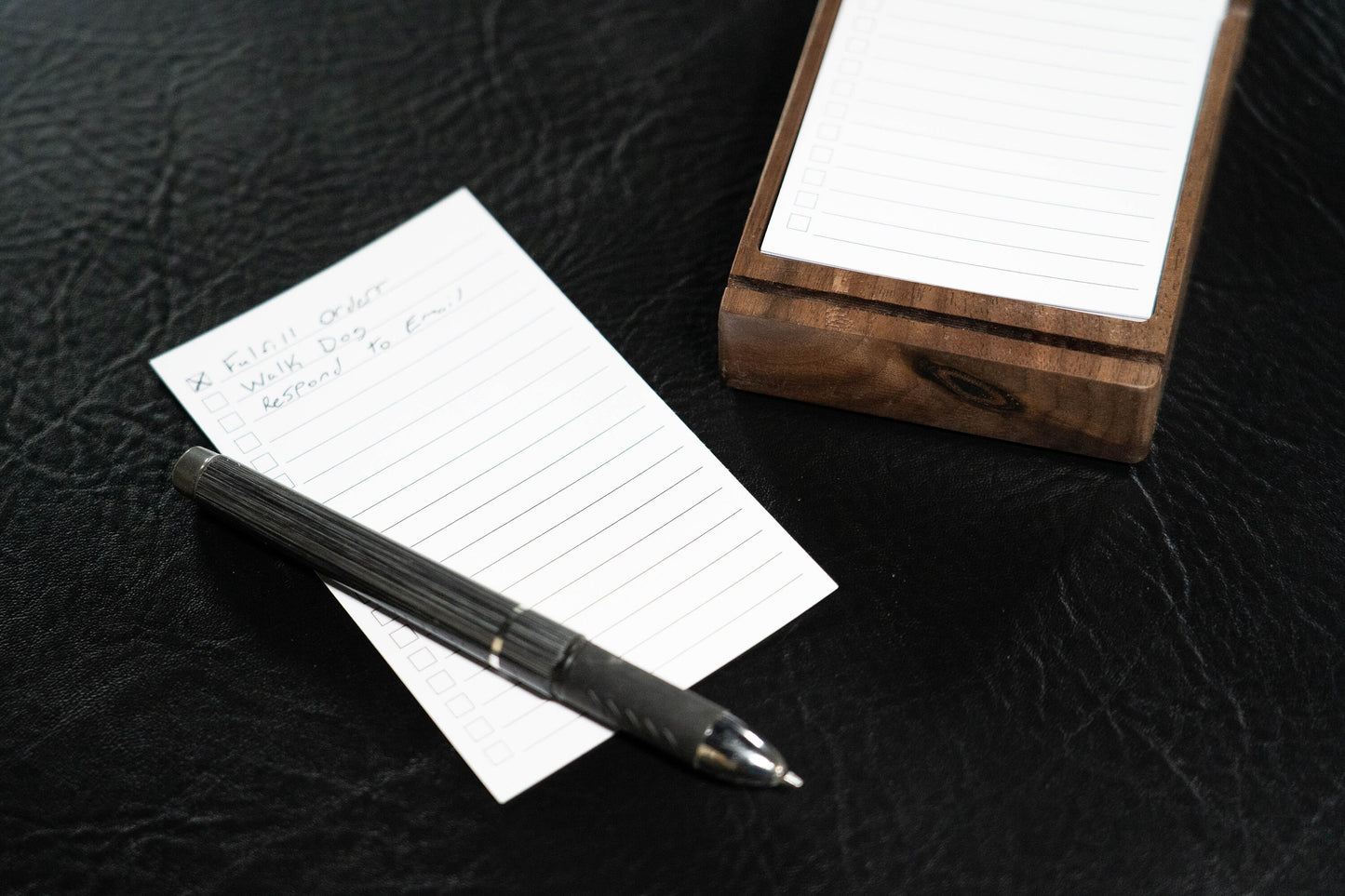 Walnut To-Do List Note Card Holder - Daily Planner