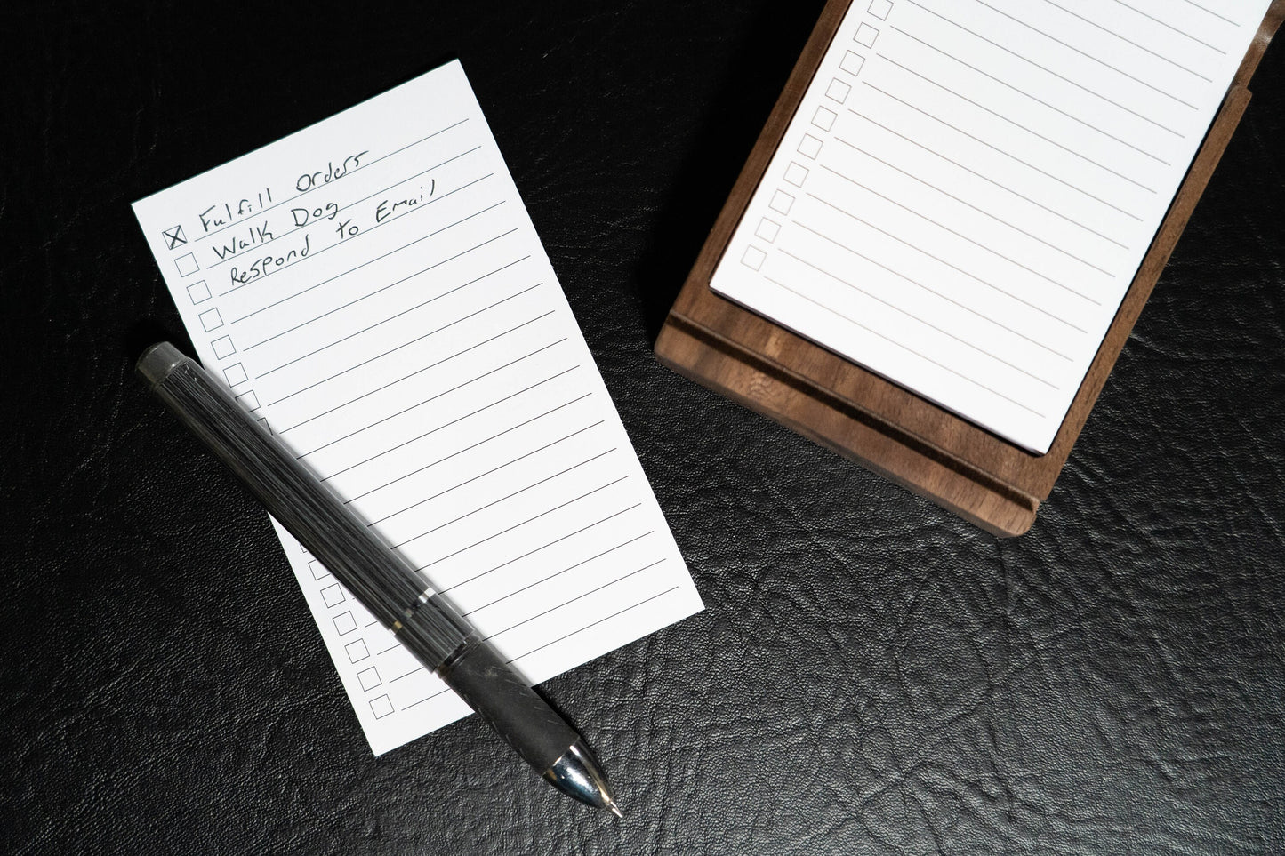 Walnut To-Do List Note Card Holder - Daily Planner
