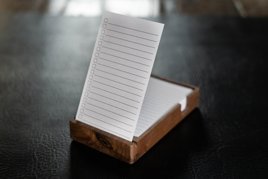Walnut To-Do List Note Card Holder - Daily Planner