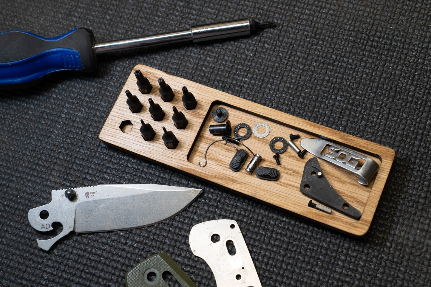 PersonalizeEDC Tray for Knife Maintenance - Small Parts and Cleaning Tray - Custom Message