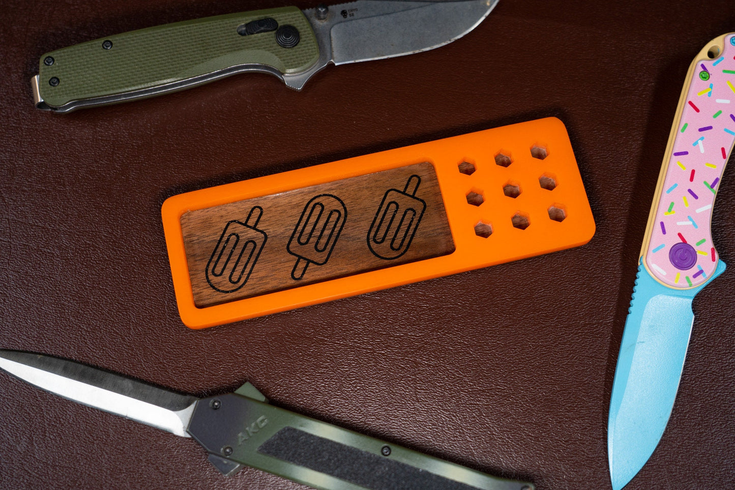 Orange Creamsicle EDC Tray for Knife Cleaning - Small Parts and Tools - Limited Run
