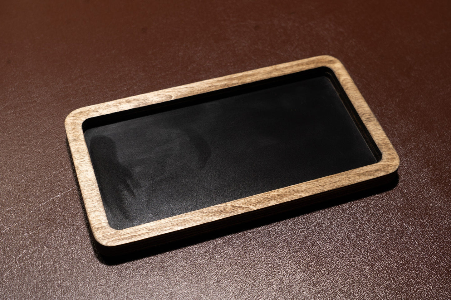 Wood Catch All Tray with hard black lining - EDC and Knife Tray